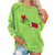 Christmas Funny Pullover Green Printing Raglan Tops Sweatshirt Shirt for Women