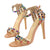 Glitter Studded Stiletto High Heels Sandals
