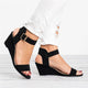 Women's Ankle Buckle Low Wedge Sandals