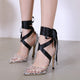 New Women Lace Up Rivets High Heels Snake Skin Sandals