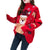 New Red Christmas Panda Pattern Sweater Women's Round Neck Pullover Knitwear