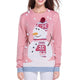 Pink Christmas Sweater Women's Long Sleeve Cartoon Pullover Knit Sweater