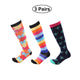 3 Pairs Sport Compression Knee-High Socks Colorful Stockings for Women Men