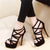 Suede Platform Rhinestone Stiletto High Heel Pumps Sandals