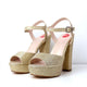 Women's IN5 Ankle Strap Peep Toe Sequin High Heel Party Sandals Pump