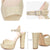 Women's IN5 Ankle Strap Peep Toe Sequin High Heel Party Sandals Pump