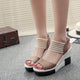 Casual Belt Buckle High Heels Fish Mouth Platform Wedge Sandals