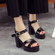 Fashion Buckled Block Women's Platform Heeled Sandals