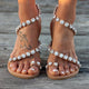 Women's Summer Flat Rhinestone Handmade White Sandals