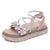 Suede Plus Size Platform Shoes Women's Floral Sandals