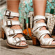 Women's Plus Size Retro Peep-toe Belt Buckle White Sandals