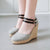 Straw Round Head Double Buckle Women's Wedge Sandals