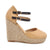 Straw Round Head Double Buckle Women's Wedge Sandals