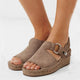 Summer Suede Leather Espadrille Buckle Platform Wedge Sandals