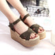 Summer Velvet Fish Mouth Buckle Platform Wedge Sandals