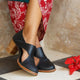 Women Vintage Leather Chunky Heel Sandals Boots