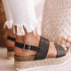 Women Woven Comfort Platform Buckled Sandals